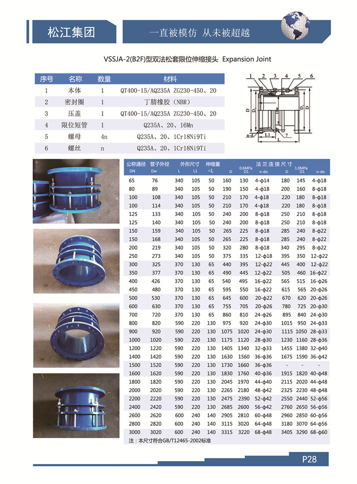 上海雙法蘭伸縮接頭，上海松套伸縮接頭，上海限位伸縮接頭